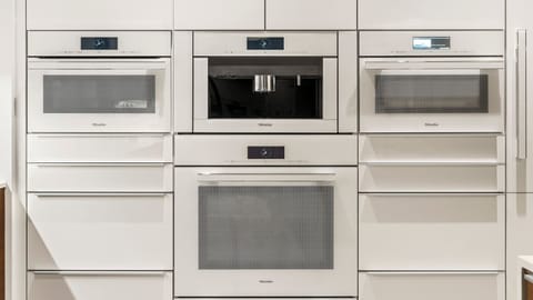 Built-in coffee maker, microwave, steam oven, convection oven, warming drawer