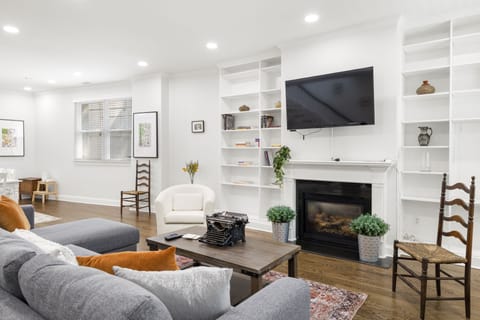 Large open concept living space in our historical home with new renovations