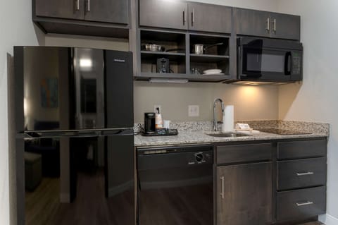 Fridge, microwave, coffee/tea maker