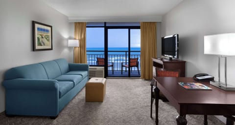 Suite, 2 Queen Beds, Kitchenette, Oceanfront (with Sofabed) | Hypo-allergenic bedding, in-room safe, desk, laptop workspace