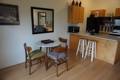 Open concept kitchen and dining space