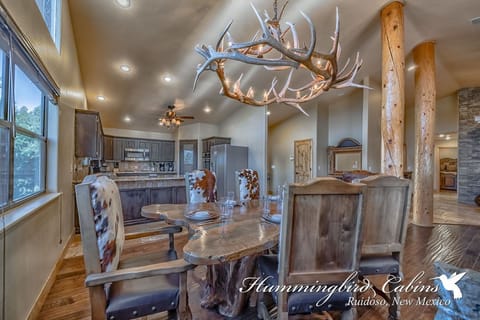 Dining room with kitchen.