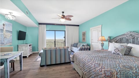 Ample seating for the whole family to spread out and watch TV after a hot day on the beach.