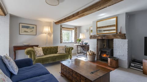 Living room with log burner, Granary at Hunt Court, Bolthole Retreats