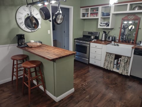 Kitchen and island.