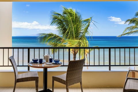 Enjoy your coffee on the top floor balcony while looking at whales and boats in the distance.
