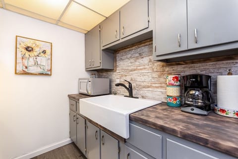 Kitchen is fully stocked with all your basic needs. 