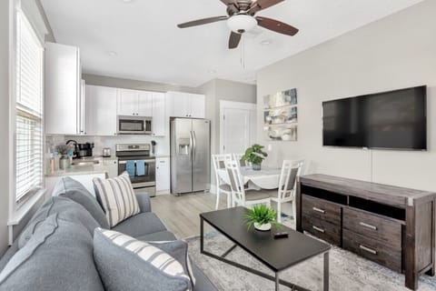 Living room with sleeper sofa. Smart TV.