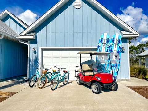 Golf cart, bikes, and paddle boards included!!  So much fun!