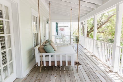 SECOND FLOOR BALCONY W/HANGING BED & ADIRONDACK ROCKERS