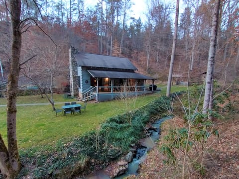 The cabin is situated 2 very private, quiet acres with a year round stream.