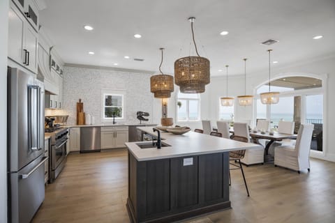 Kitchen with view of balcony