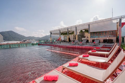 Outdoor pool, sun loungers