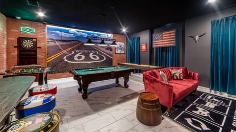 Game Room
Pool Table 
Shuffle Board
Foosball
Darts