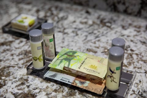 Free toiletries, hair dryer, towels, soap