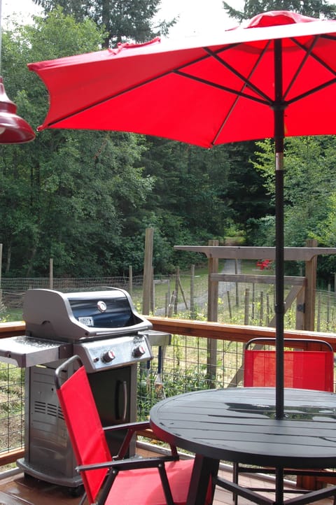 The BBQ, tables overlooking the vineyard.