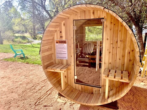 Four Person sauna nestled in backyard to melt away your cares!