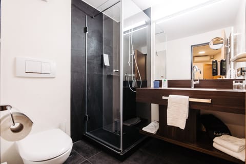 Comfort Double Room | Bathroom | Eco-friendly toiletries, hair dryer, towels, soap
