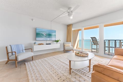 Bright & airy living room with ocean views