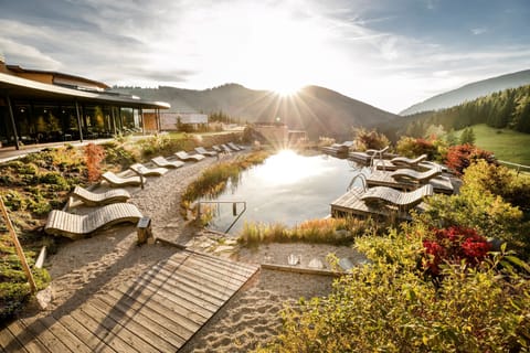 Indoor pool, outdoor pool, pool umbrellas, sun loungers