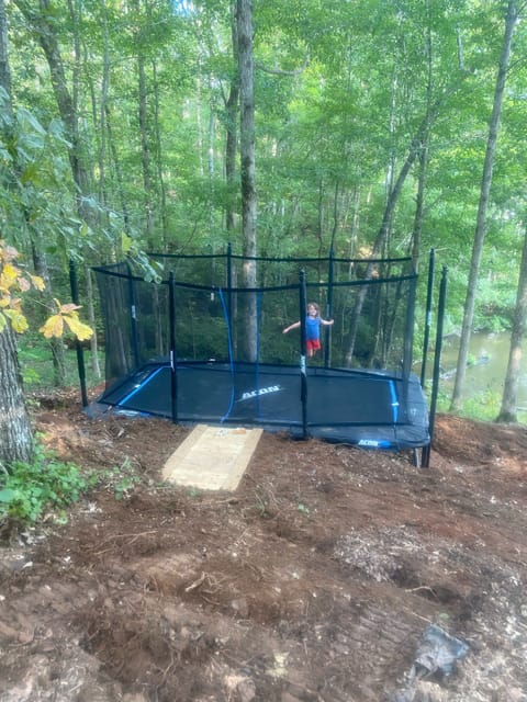 Oversized Trampoline with walkway for Family Fun 