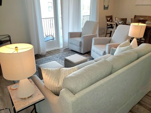 Living room with 55 inch Smart Tv with Hulu