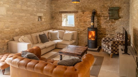 Living room with wood burner, Middle Barn, Bolthole Retreats