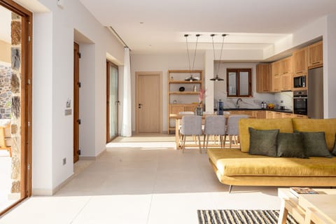 Inside living, dining, kitchen area