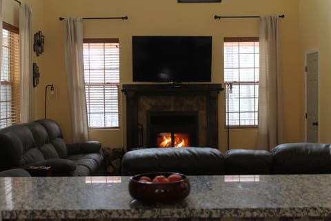 Living room with plenty of seating. 