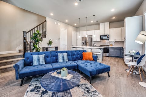 Luxurious high end living room with mounted smart TV