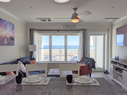 living area with ocean views 
