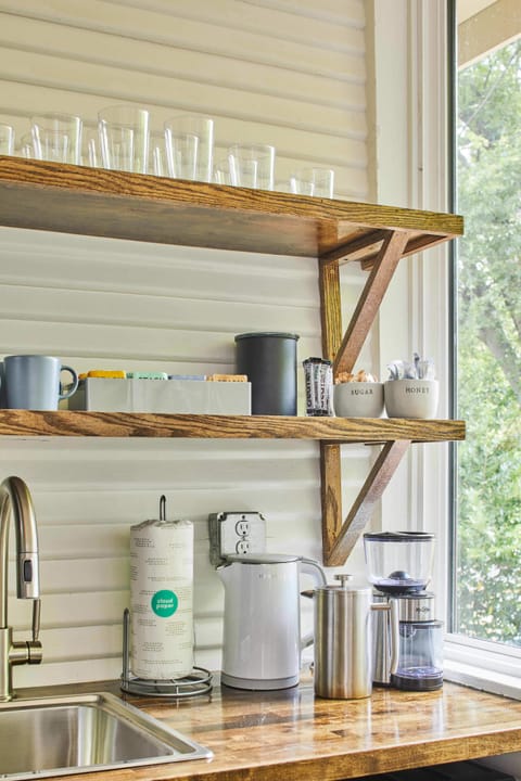 You'll love our selection of teas and locally-roasted whole bean coffee. We provide a burr grinder and french press to help you make the perfect cup of coffee. We hope you will enjoy our eco-friendly paper towels too!