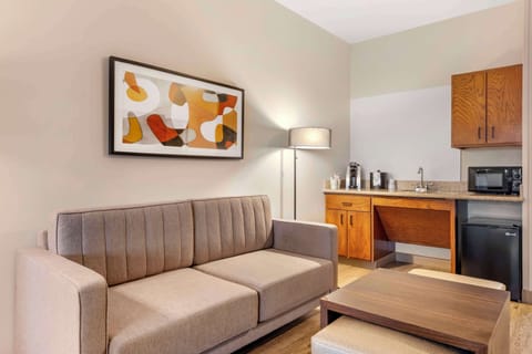 Desk, laptop workspace, blackout drapes, soundproofing