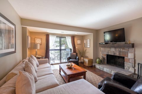 Living Room with Sofa Sleeper and Fireplace