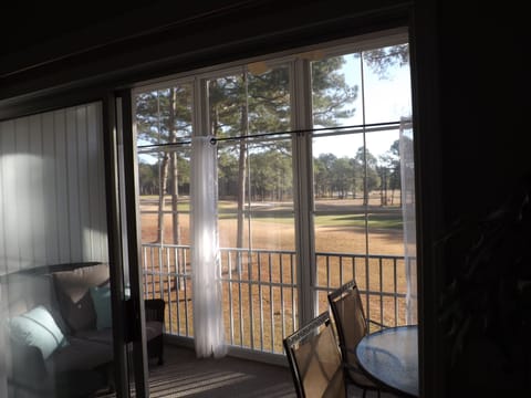 Enclosed patio view overlooking golf course