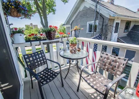 Upstairs deck overlooking downtown Lake Geneva