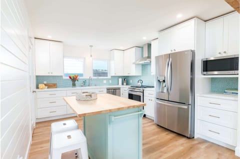 Kitchen with butcher block island