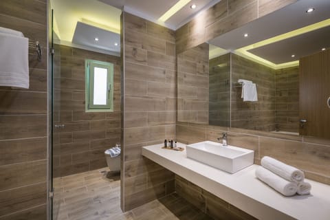 Premium Studio Suite | Bathroom | Designer toiletries, hair dryer, towels, soap