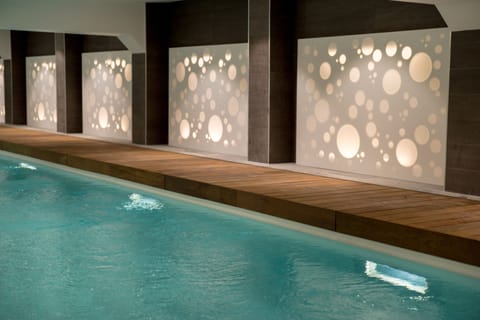 Indoor pool, open 8:00 AM to 10:00 PM, sun loungers