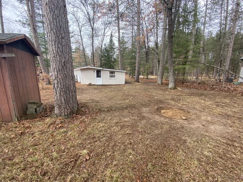 Back yard with fire pit.  