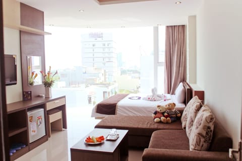 Down comforters, minibar, desk, blackout drapes