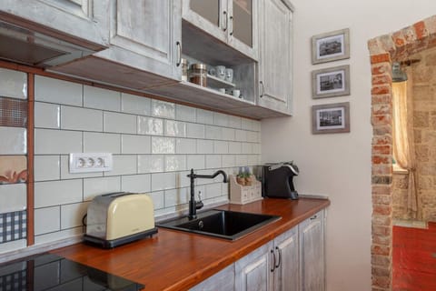 Professional kitchen in rustic style in Croatian seafront luxury villa Vis for total privacy by the sea.