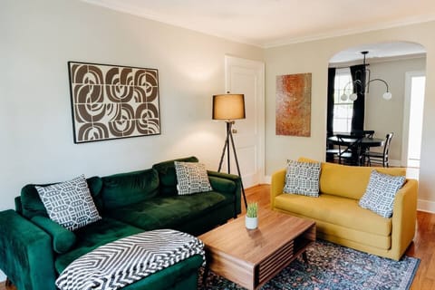 Two comfy sofas and a cozy mini table make the perfect living room setup.