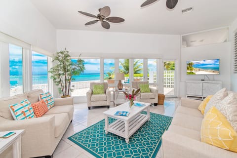 You will love the spacious living room with a wide view of the ocean.