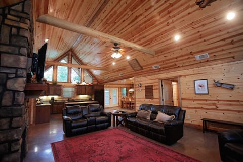 Rustic comfort meets wide-open cabin living