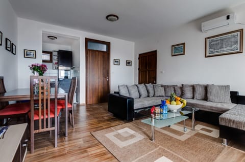 The dining area can comfortably sit all the guests,alongside living room sitting