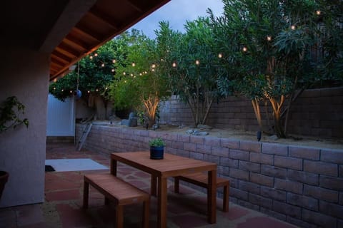 Enjoy a nice dinner in our Mediterranean back patio.