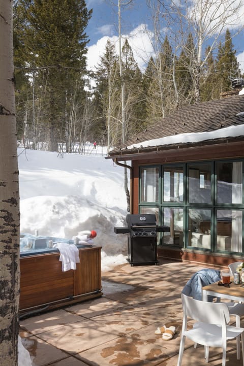 Patio with private hot tub