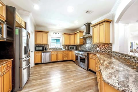 The kitchen is spectacular, with space for all the chefs in your group!