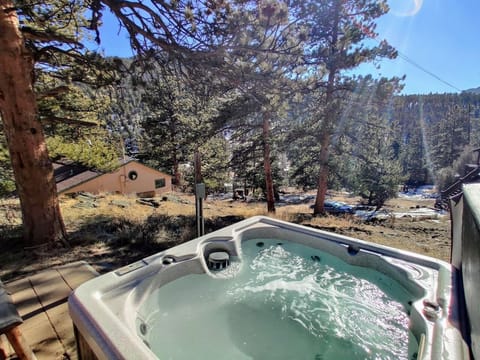 Hot tub just a short walk from cabin (shared in high season, private in winter)